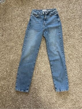 New Look High-Rise Straight Leg Jeans - Light Blue Denim